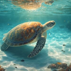 The Eternal Turtle of the Golden Lagoon Digital Painting