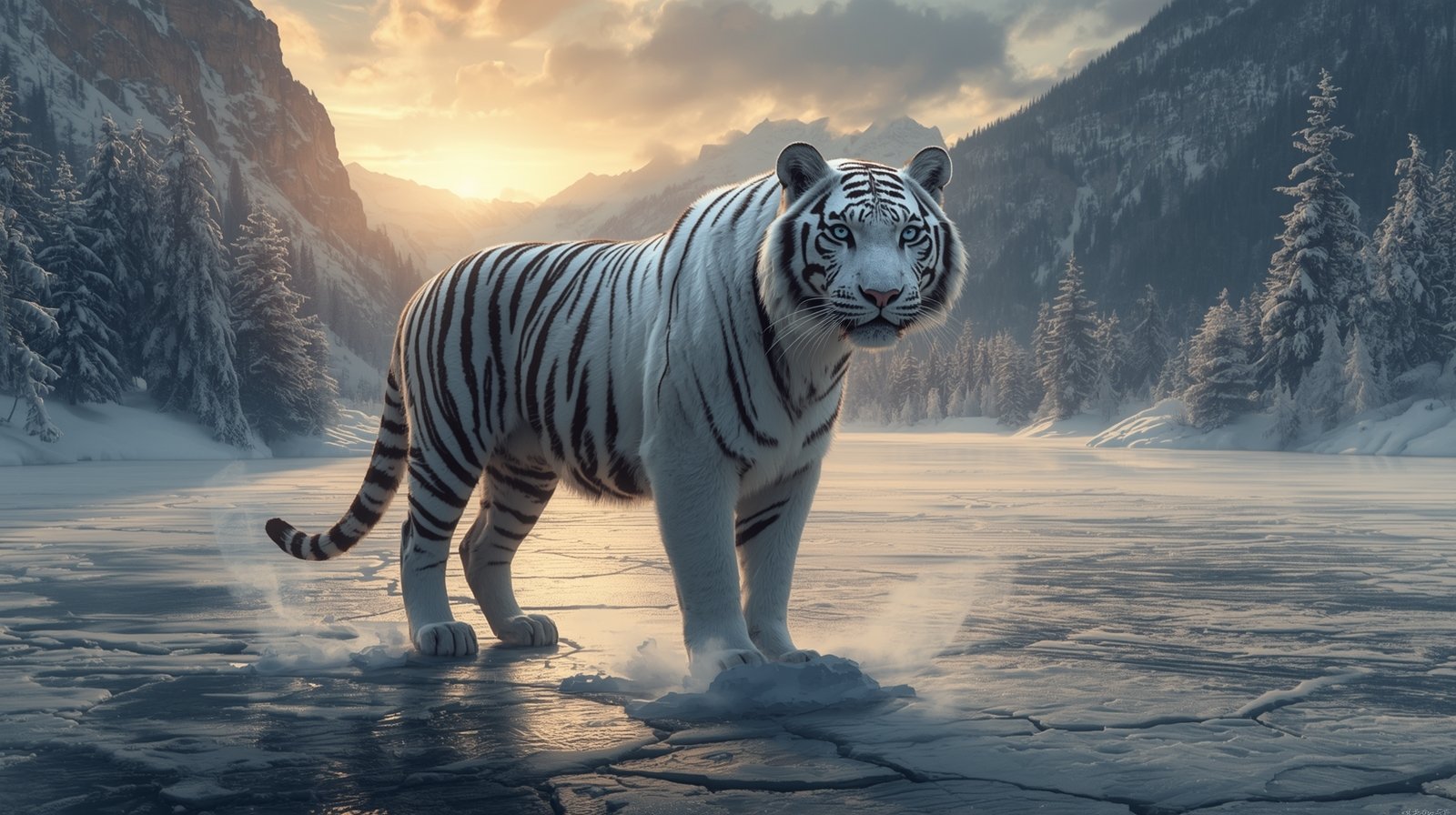 The Last White Tiger of the Frozen Valley Digital Painting - Image 2