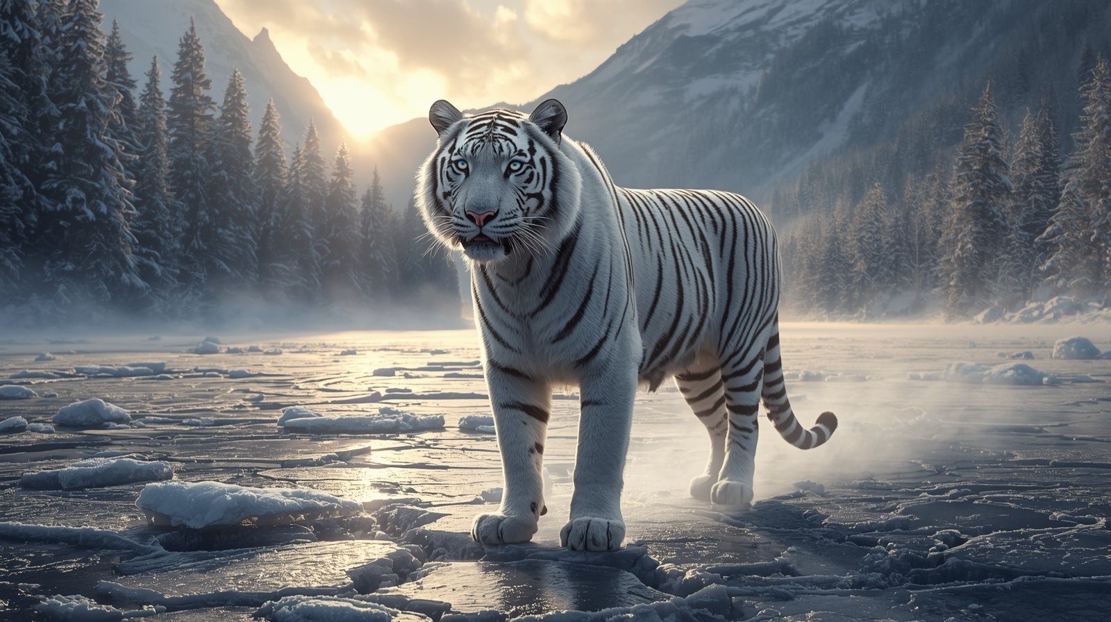 The Last White Tiger of the Frozen Valley Digital Painting - Image 4