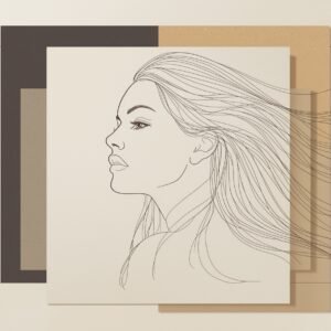 Attractive Woman, Drawn in One Flawless, Digital Painting