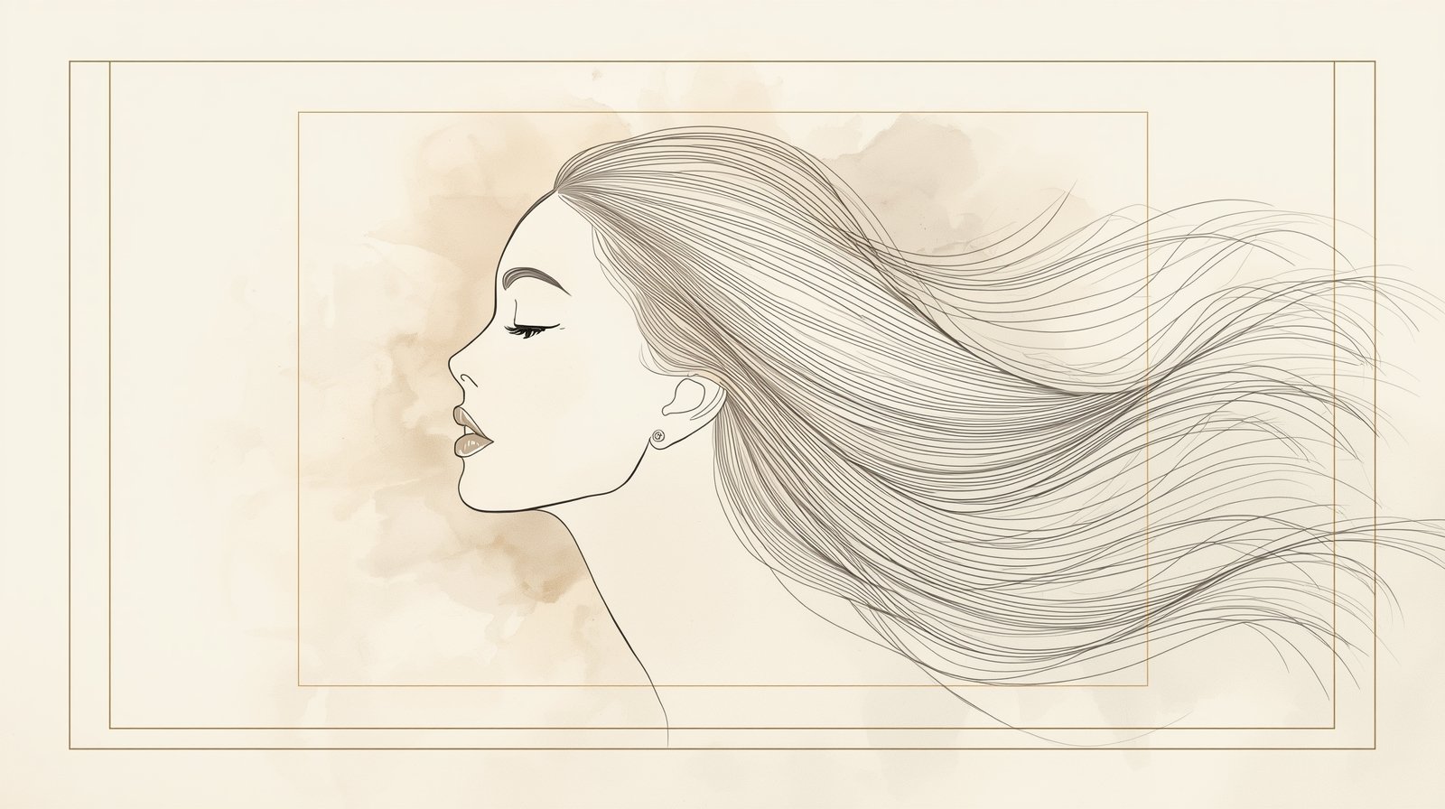 Attractive Woman, Drawn in One Flawless, Digital Painting - Image 4