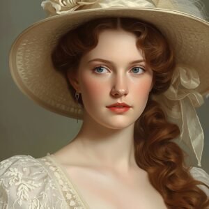 Digital Painting A hyper-realistic Victorian era portrait of a beautiful Young Woman