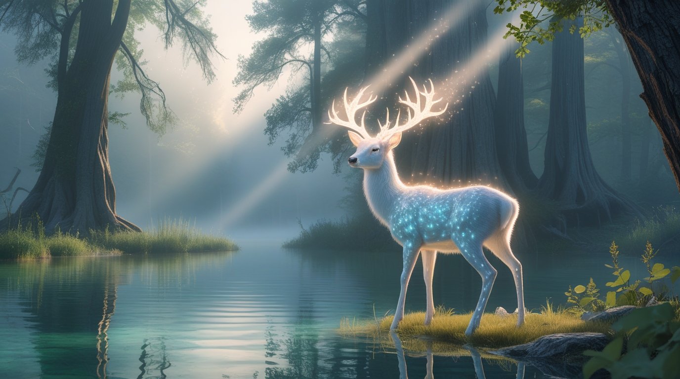 The Crystal-Antlered Guardian Digital Painting - Image 3