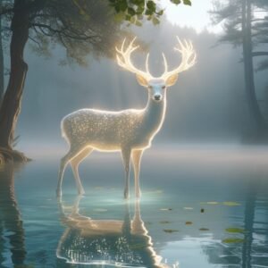 The Crystal-Antlered Guardian Digital Painting