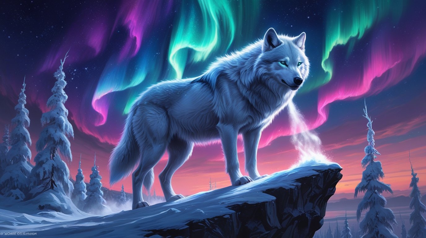 The Frost-Wolf of the Celestial Sky Digital Painting
