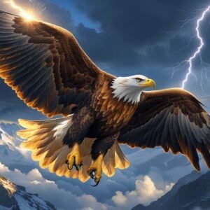 The Golden Eagle Above the Storm Mountains Digital Painting
