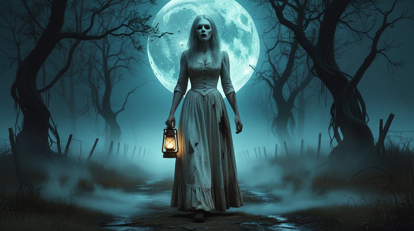 Digital Painting of American woman walking alone on an abandoned forest - Image 3