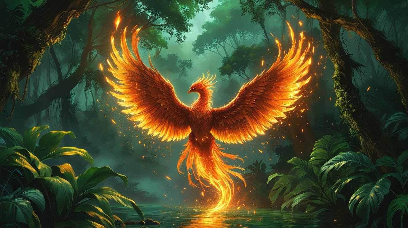 Fireborn Spirit of the Emerald Forest Digital Painting