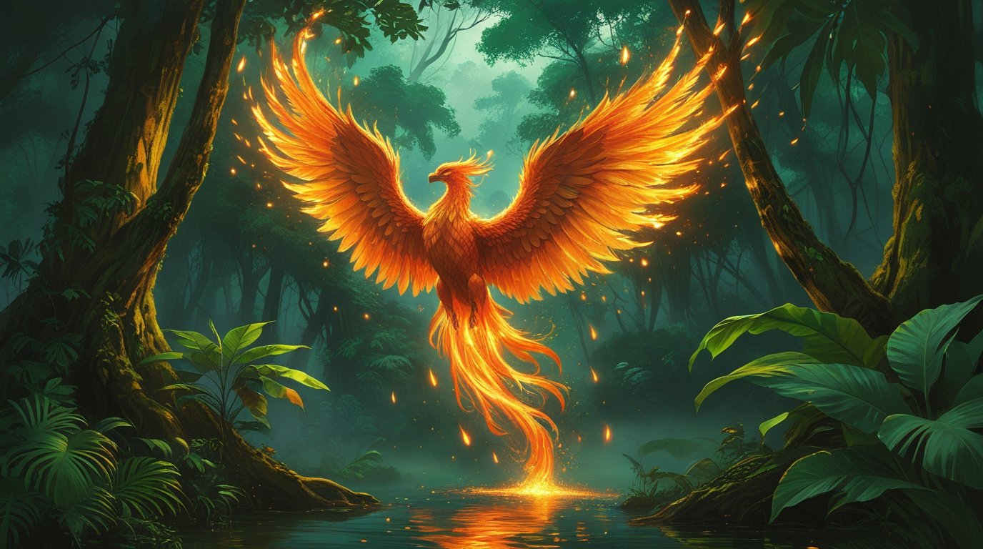 Fireborn Spirit of the Emerald Forest Digital Painting - Image 2