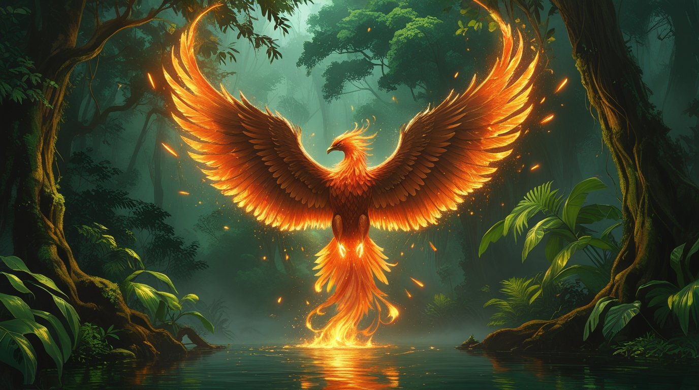 Fireborn Spirit of the Emerald Forest Digital Painting - Image 3