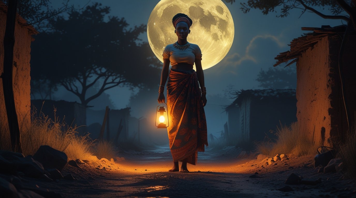 Digital Painting of African woman holding the only source of light in a dark - Image 4