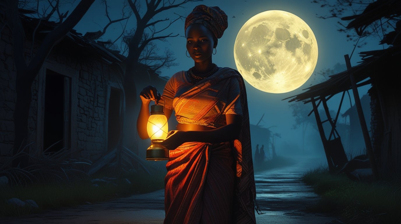 Digital Painting of African woman holding the only source of light in a dark - Image 5