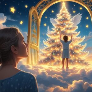 Digital Painting of a Grieving Mother Looking at The Sky on Christmas Eve