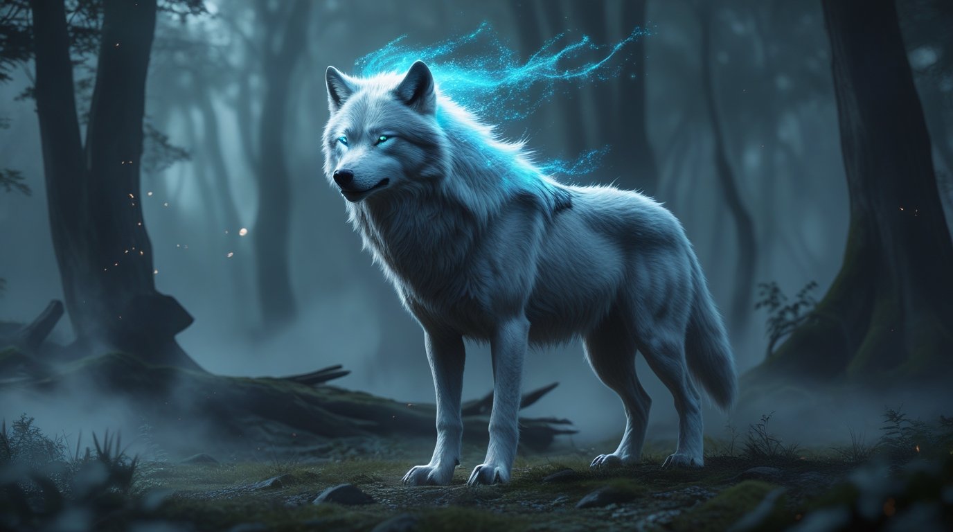 Spirit Wolf of the Enchanted Forest – Ethereal Fantasy Wall Art - Image 3