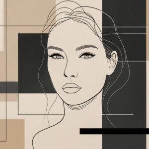 One-Line Elegance Geometric Femme Digital Painting