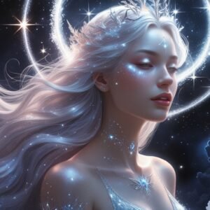 Celestial Goddess Portrait – Hyper-Realistic Cosmic Fantasy Fine Art