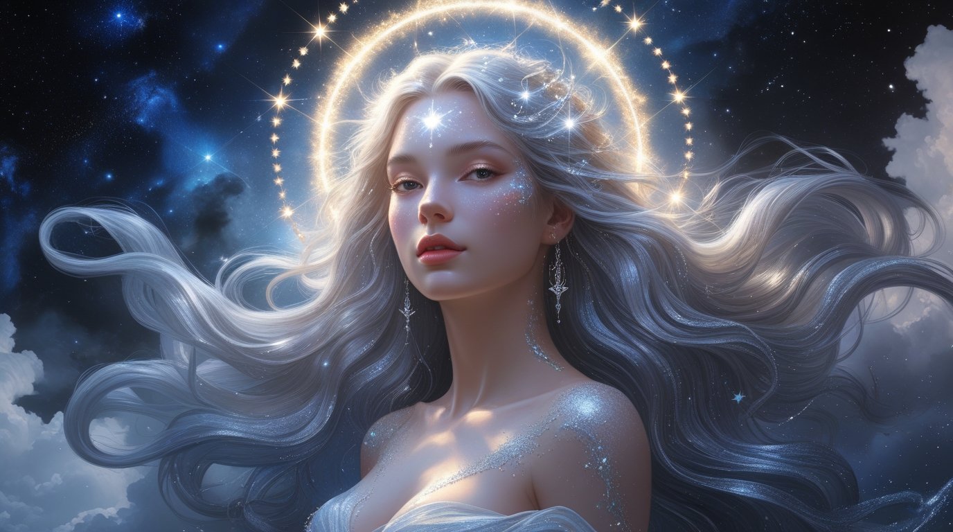 Celestial Goddess Portrait – Hyper-Realistic Cosmic Fantasy Fine Art - Image 3