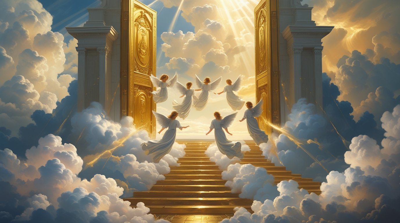 Digital Painting of a Massive Golden Gate Opening in The Sky - Image 2