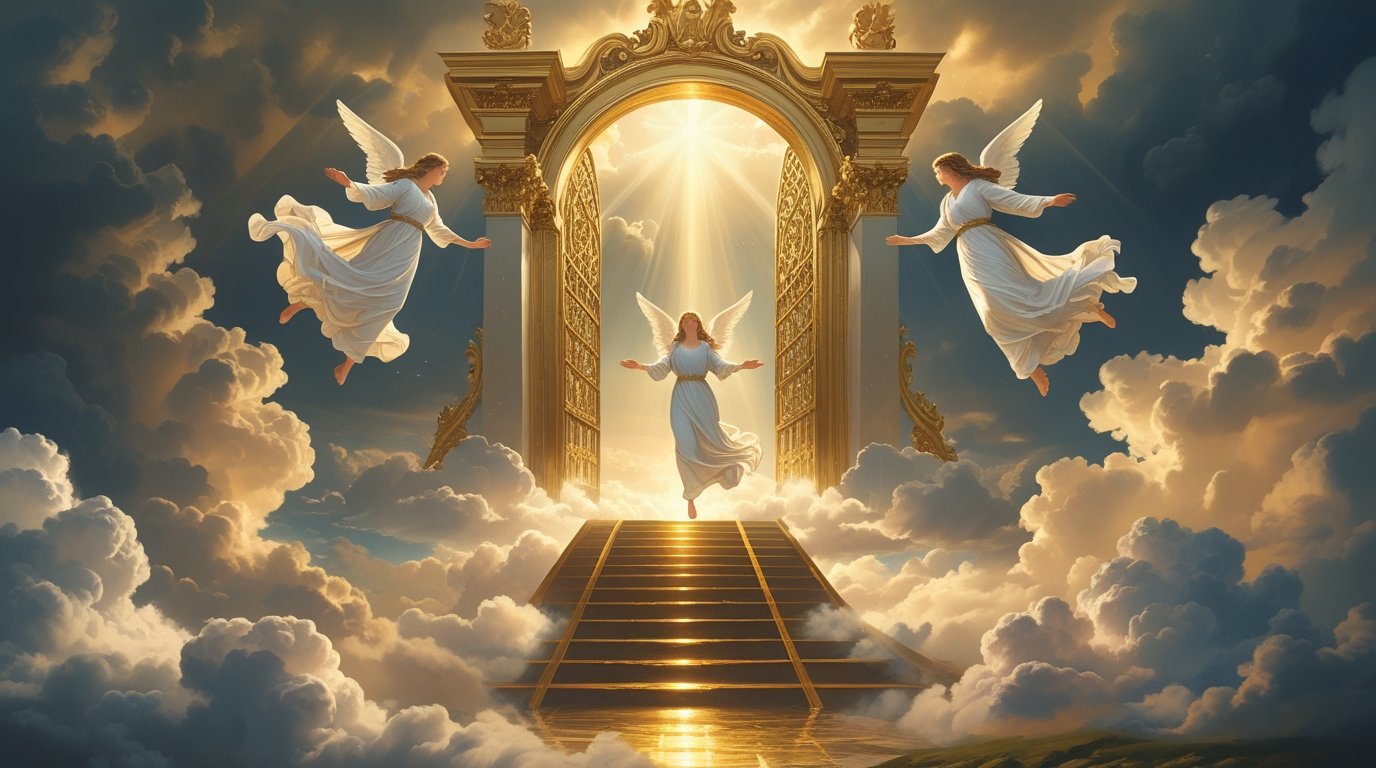 Digital Painting of a Massive Golden Gate Opening in The Sky - Image 3