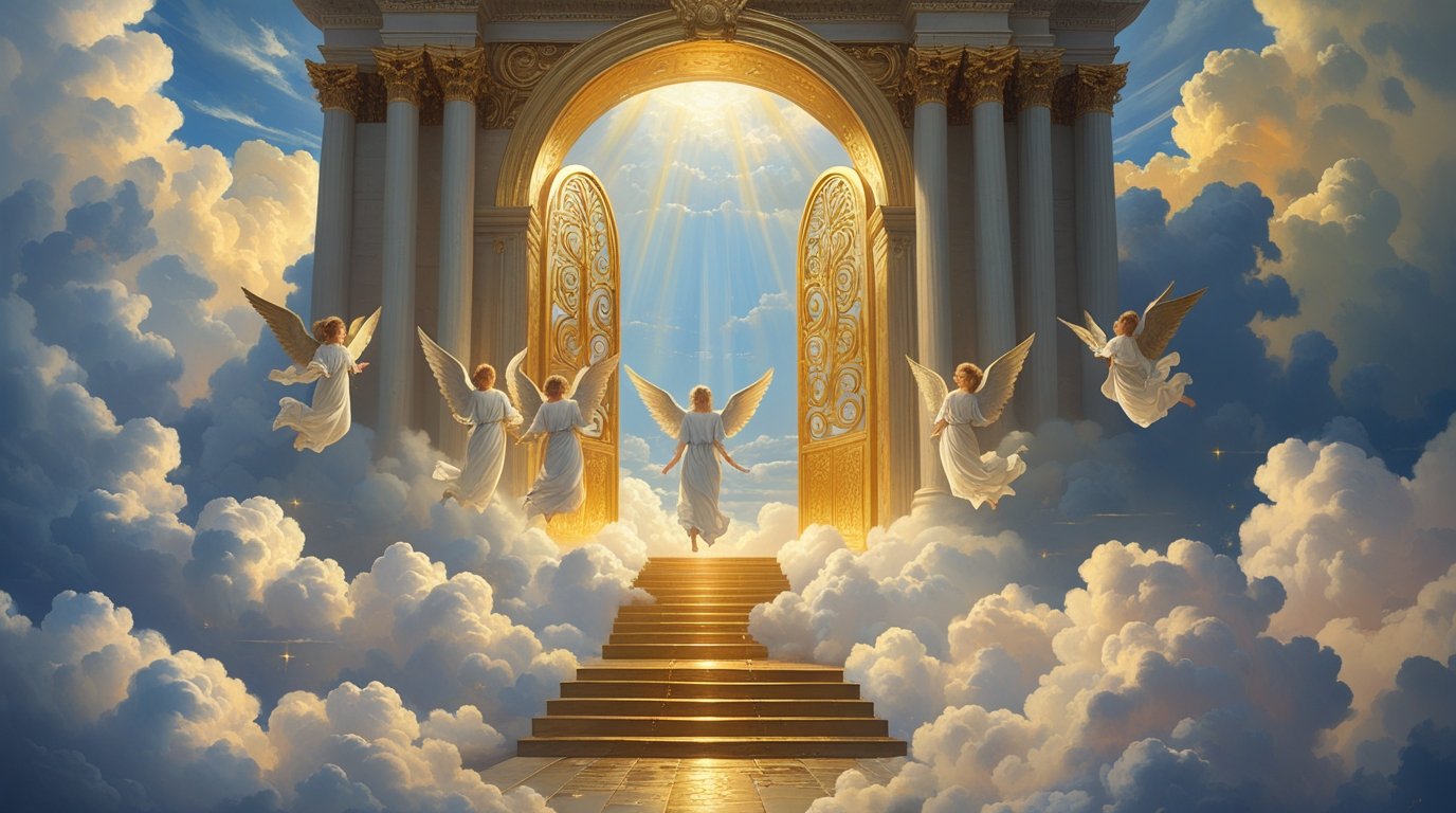 Digital Painting of a Massive Golden Gate Opening in The Sky - Image 4