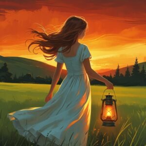 Digital Painting of a Young Girl Seen from the Back