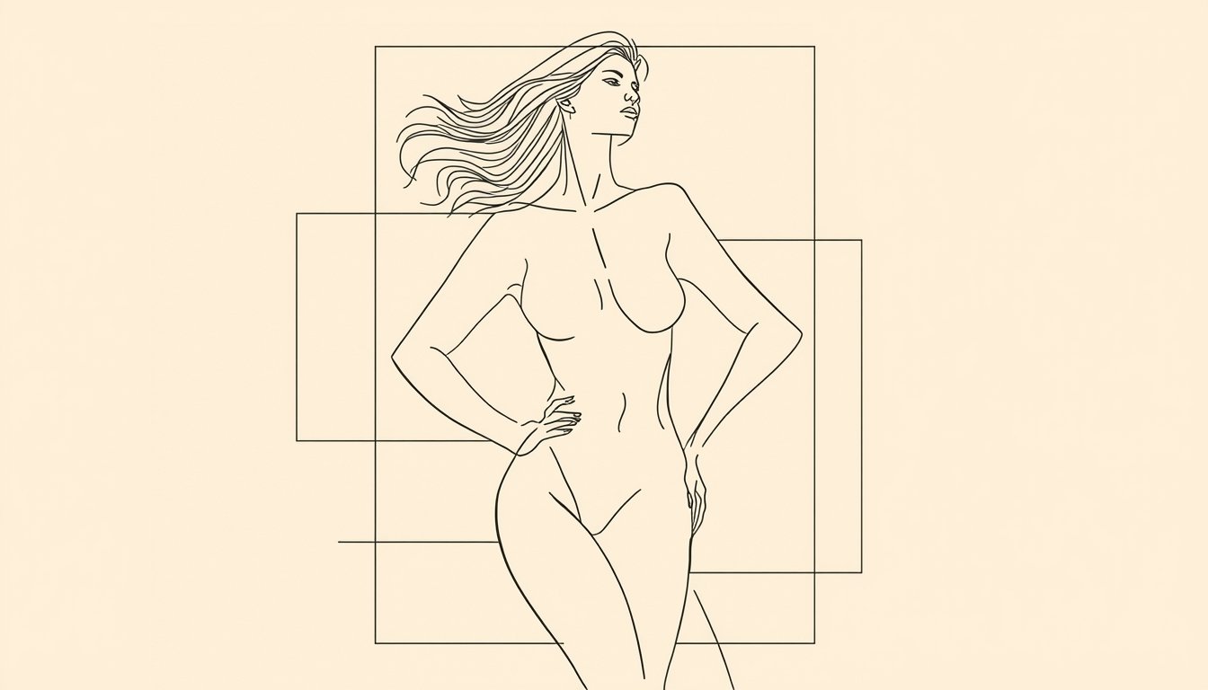 Abstract Feminine Drawing – Minimalist Bold Body Art for Contemporary Home Décor - Image 4