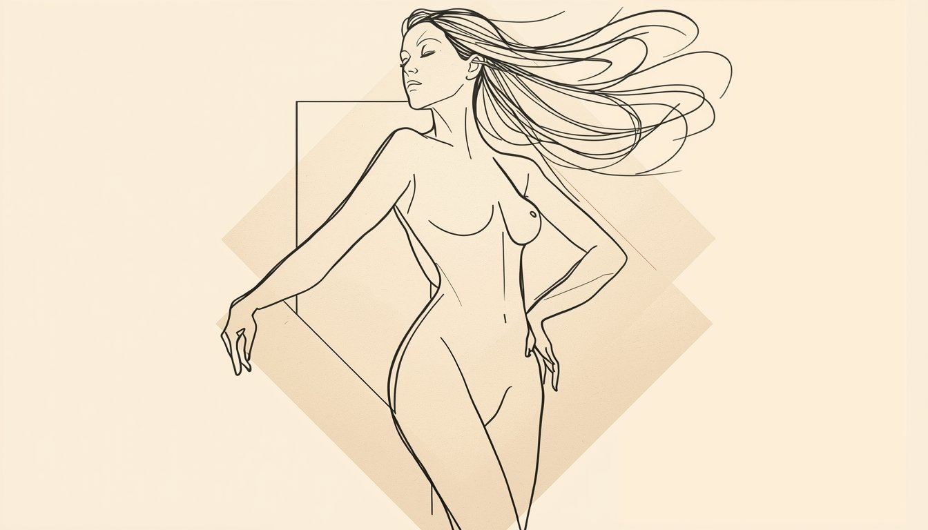 Abstract Feminine Drawing – Minimalist Bold Body Art for Contemporary Home Décor - Image 10