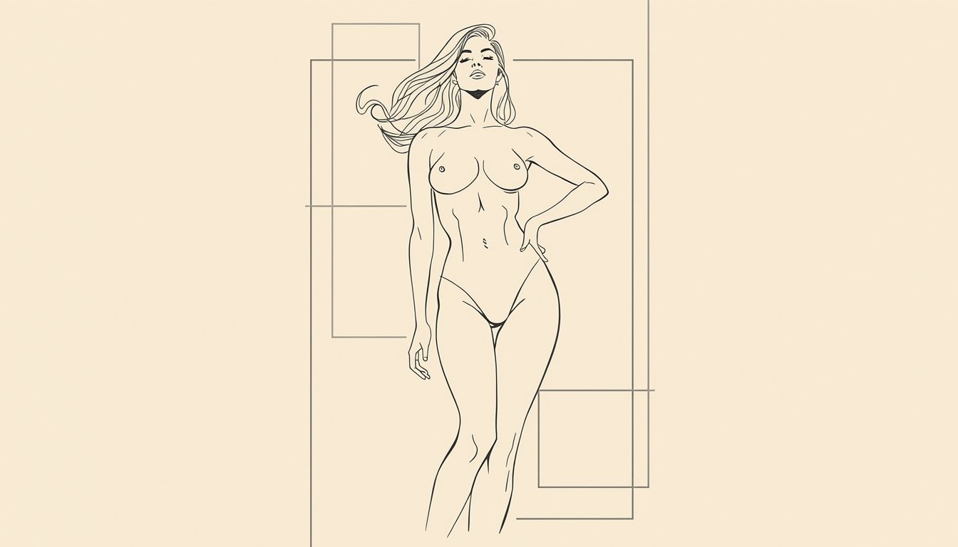 Abstract Feminine Drawing – Minimalist Bold Body Art for Contemporary Home Décor - Image 7