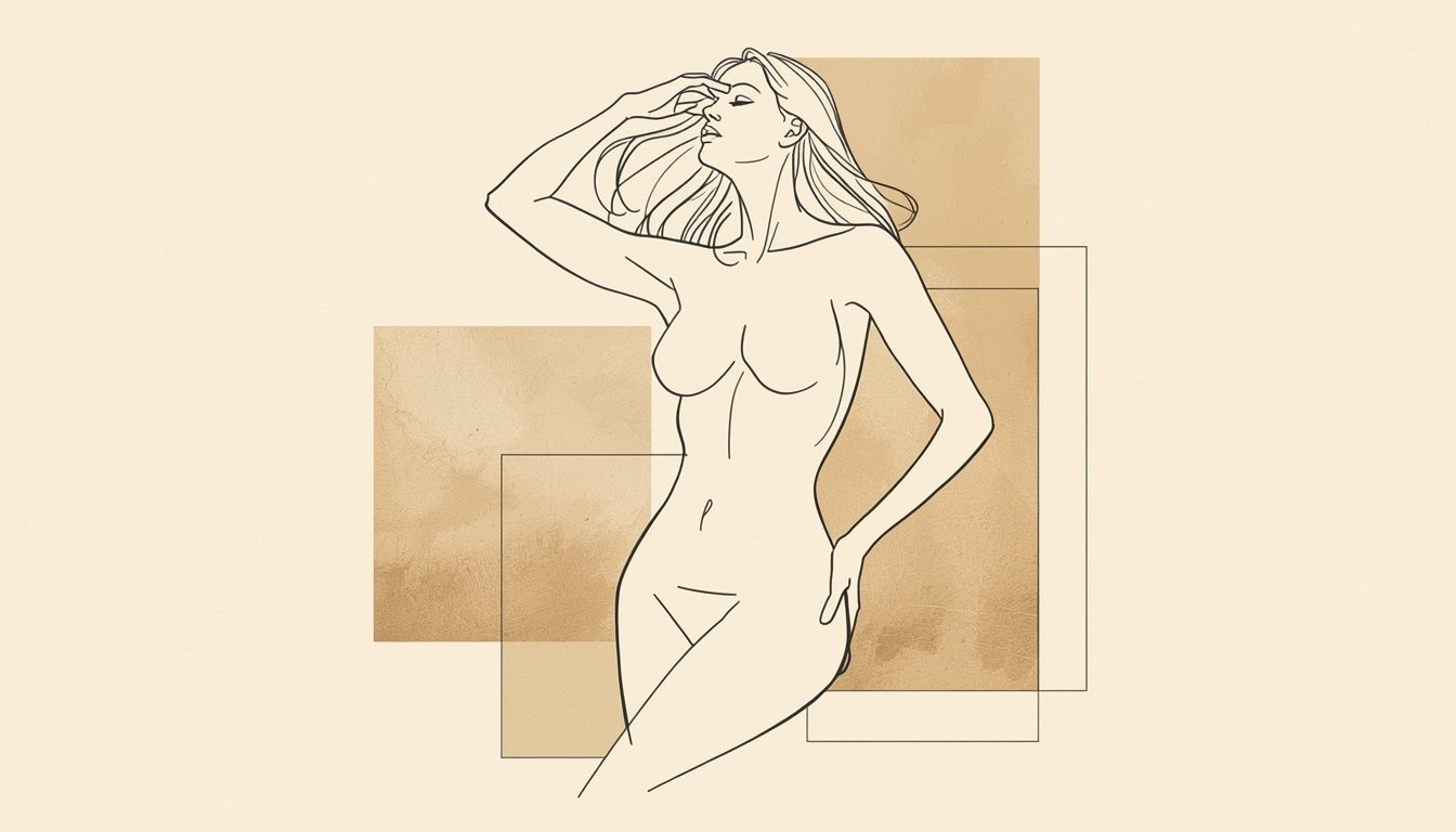 Abstract Feminine Drawing – Minimalist Bold Body Art for Contemporary Home Décor