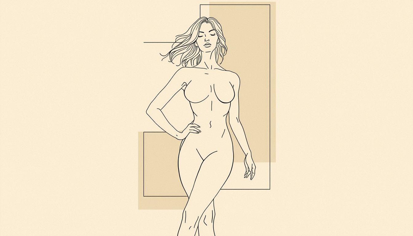 Abstract Feminine Drawing – Minimalist Bold Body Art for Contemporary Home Décor - Image 13